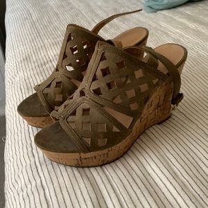 Franco Sarto Olive Green Wedges